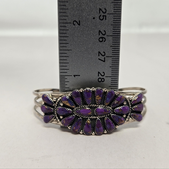 Mojave Purple Turquoise Sterling Silver Cuff Marked Sterling Made In Phillipines - Picture 7 of 12